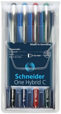 SCHNEIDER Rollertoll készlet, 0,3 mm, SCHNEIDER "One Hybrid C", 4 szín