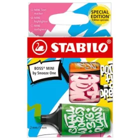   STABILO Szövegkiemelő készlet, 2-5 mm, STABILO, "Boss Mini Snooze One", 3 különböző szín