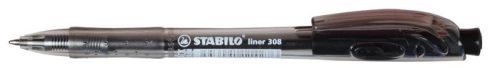 STABILO Golyóstoll, 0,38 mm, nyomógombos, STABILO "Liner 308", fekete