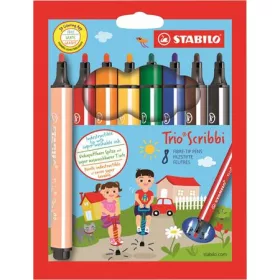   STABILO Filctoll készlet, 1,5-2 mm, rugós hegy, STABILO "Trio Scribbi", 8 különböző szín