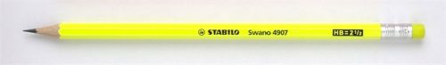 STABILO Grafitceruza radírral, HB, hatszögletű, STABILO "Swano Neon", sárga