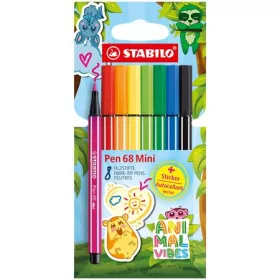   STABILO Filctoll készlet, 1 mm, STABILO "Pen 68 Mini Animal Vibes", 8 különböző szín