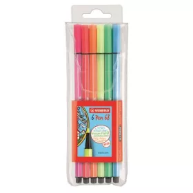   STABILO Filctoll készlet, 1 mm, STABILO "Pen 68", 6 neon szín