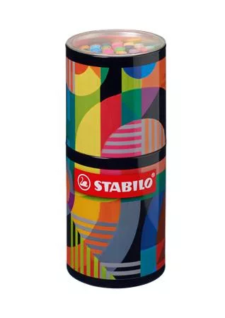 STABILO Filctoll készlet, hengeres fém doboz, 1 mm, STABILO "Pen 68 ARTY", 45 különböző szín