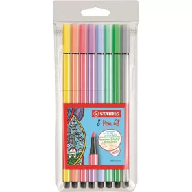   STABILO Filctoll készlet, 1 mm, STABILO "Pen 68", 8 pasztell szín