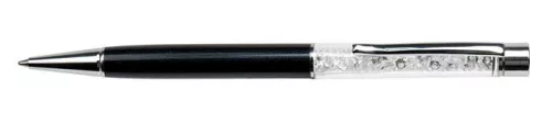 ART CRYSTELLA Golyóstoll, fekete, felül fehér SWAROVSKI® kristállyal töltve, 14 cm, ART CRYSTELLA®