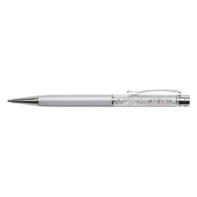   ART CRYSTELLA Golyóstoll, krémfehér, felül színjátszós fehér SWAROVSKI® kristállyal töltve, 14 cm, ART CRYSTELLA®