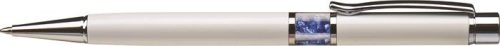 ART CRYSTELLA Golyóstoll, fehér, középen zafírkék SWAROVSKI® kristállyal töltve, 14cm, ART CRYSTELLA®