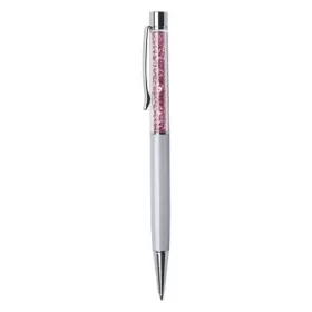  ART CRYSTELLA Golyóstoll, krémfehér, felül rózsaszín SWAROVSKI® kristállyal töltve, 14 cm, ART CRYSTELLA®