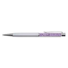   ART CRYSTELLA Golyóstoll, krémfehér, felül orgona lila SWAROVSKI® kristállyal töltve, 14 cm, ART CRYSTELLA®
