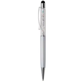   ART CRYSTELLA Golyóstoll, krémfehér, felül színjátszós fehér SWAROVSKI® kristállyal töltve, érintővel, 14 cm, ART CRYSTELLA®