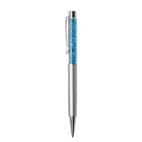   ART CRYSTELLA Golyóstoll, ezüst, felül aquakék SWAROVSKI® kristállyal töltve, 14 cm, ART CRYSTELLA®