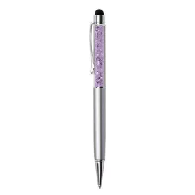   ART CRYSTELLA Golyóstoll, ezüst, felül orgonalila SWAROVSKI® kristállyal töltve, érintővel, 14 cm, ART CRYSTELLA®