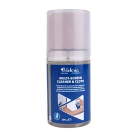   VICTORIA TECHNOLOGY Tisztítófolyadék, képernyőhöz, pumpás, kendővel, 200 ml, VICTORIA TECHNOLOGY