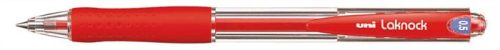 UNI Golyóstoll, 0,3 mm, nyomógombos, UNI "SN-100 Laknock", piros