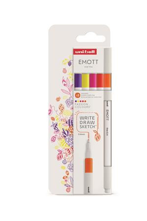 UNI Tűfilc készlet, 0,4 mm, UNI "Emott Passion", 5 különböző szín