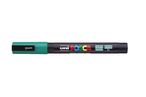 UNI Dekormarker, 0,9-1,3 mm, UNI "Posca PC-3M", smaragdzöld
