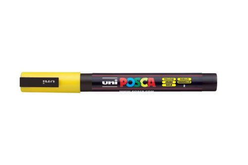 UNI Dekormarker, 0,9-1,3 mm, UNI "Posca PC-3M", sárga