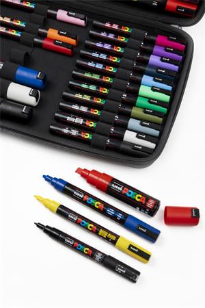UNI Dekormarker készlet, táskában, UNI "Posca", 40 darabos