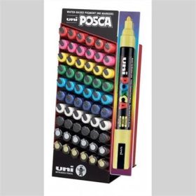   UNI Dekormarker display, 60 db, 1,8-2,5 mm, UNI "Posca PC-5M", 10 különböző szín