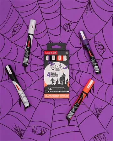 UNI Krétamarker készlet, 1,8-2,5 mm, UNI "PWE-5M","Halloween", 4 különböző szín