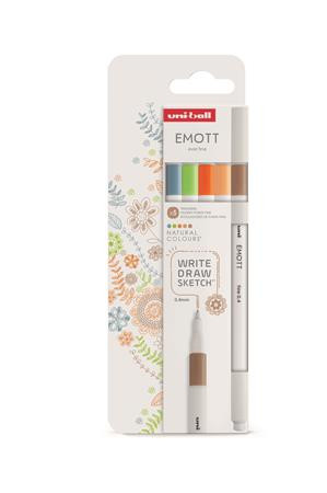 UNI Tűfilc készlet, 0,4 mm, UNI "Emott Natural", 5 különböző szín