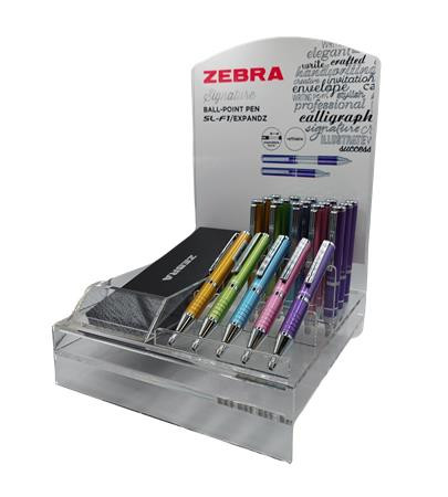 ZEBRA Golyóstoll display, 0,24 mm, teleszkópos, ZEBRA "SL-F1", kék, világos színek