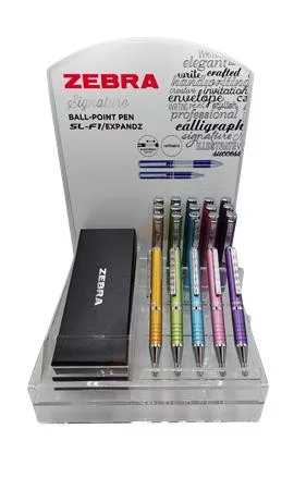 ZEBRA Golyóstoll display, 0,24 mm, teleszkópos, ZEBRA "SL-F1", kék, világos színek