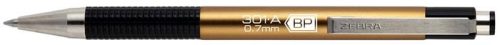 ZEBRA Golyóstoll, 0,24 mm, nyomógombos, arany színű tolltest, ZEBRA "F-301 A", kék
