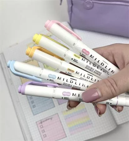 ZEBRA Szövegkiemelő készlet, 1,4/4 mm, kétvégű, ZEBRA "Mildliner Highlighter Gentle", 5 különböző szín