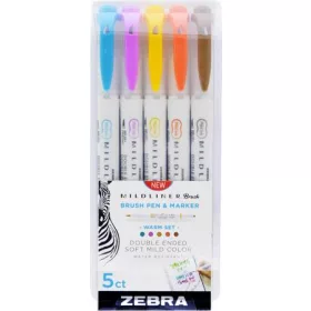   ZEBRA Ecsetirón készlet, kétvégű ZEBRA "Mildliner Warm", 5 szín