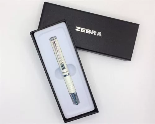 ZEBRA Golyóstoll, 0,24 mm, teleszkópos, metálfehér tolltest, ZEBRA "SL-F1", kék