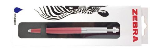 ZEBRA Golyóstoll, 0,24 mm, nyomógombos, ezüst színű klip, pink tolltest, ZEBRA "901", kék