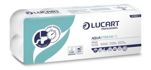 LUCART Toalettpapír, 2 rétegű, 10 tekercs, kistekercses, 22 m, LUCART "Aquastream 10"