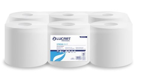 LUCART Törlőkendő, tekercses, belső adagolású, 2 rétegű, LUCART "Strong 19 CF", hófehér