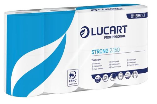 LUCART Toalettpapír, 2 rétegű, kistekercses, 8 tekercses, LUCART "Strong 2.150", fehér