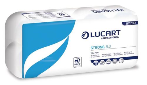 LUCART Toalettpapír, 3 rétegű, kistekercses, 8 tekercses, LUCART "Strong 8.3", fehér