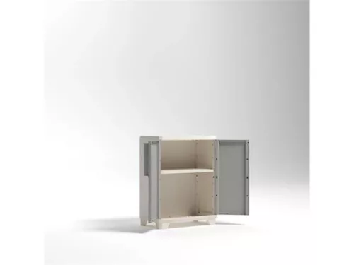 KETER Szerszámtároló szekrény, alacsony, műanyag, KETER "Linear Wood", világos/bézs