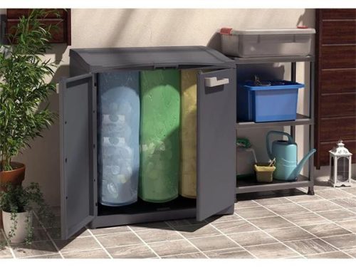 KETER Szelektív hulladékgyűjtő rendszer, műanyag, KETER "Moby", szürke