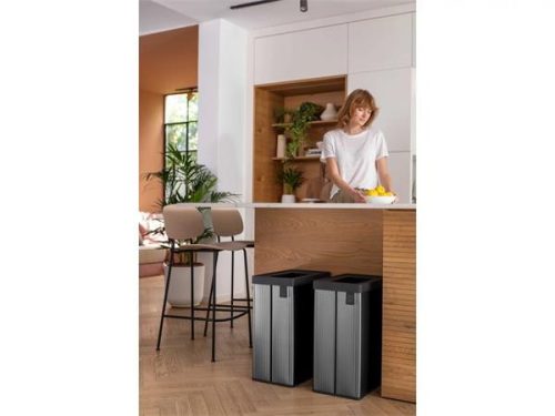 CURVER Szelektív hulladékgyűjtő, fedél nélküli, 54 liter, CURVER "Verto Recycle", szürke/fekete