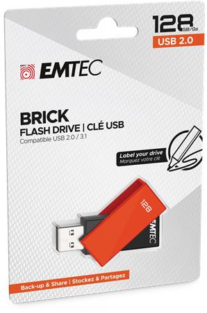 EMTEC Pendrive, 128GB, USB 2.0, EMTEC "C350 Brick", narancssárga