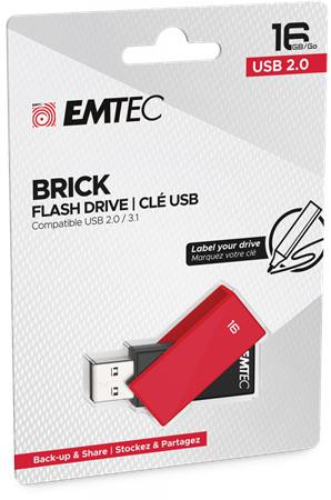 EMTEC Pendrive, 16GB, USB 2.0, EMTEC "C350 Brick", piros