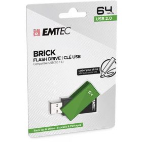   EMTEC Pendrive, 64GB, USB 2.0, EMTEC "C350 Brick", zöld