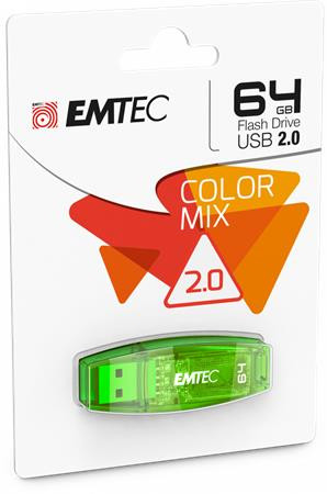 EMTEC Pendrive, 64GB, USB 2.0, EMTEC "C410 Color", zöld