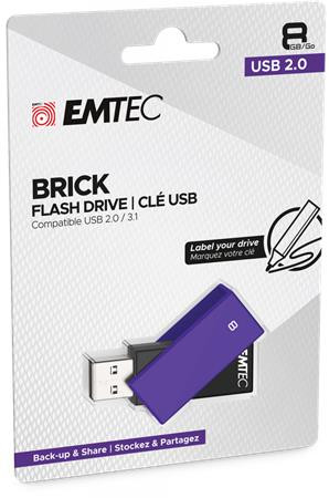 EMTEC Pendrive, 8GB, USB 2.0, EMTEC "C350 Brick", lila