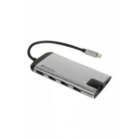   VERBATIM USB elosztó-HUB, USB-C/USB 3.0/HDMI/Ethernet/SD/microSD, VERBATIM