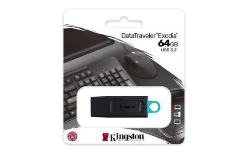 KINGSTON Pendrive, 64GB, USB 3.2, KINGSTON "DataTraveler Exodia", fekete-kék