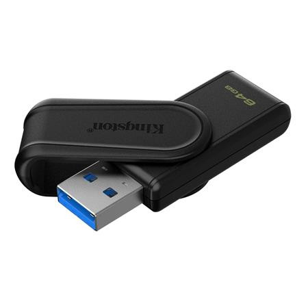 KINGSTON Pendrive, 64GB, USB 3.2 Gen1, KINGSTON "DataTraveler Exodia S", fekete
