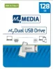 MYMEDIA Pendrive, 128GB, USB 3.2 Gen1 + USB-C, alumínium ház, MYMEDIA "Dual" (by VERBATIM)