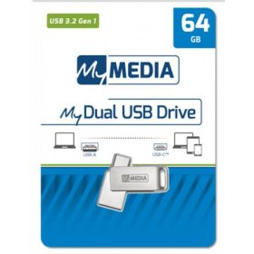   MYMEDIA Pendrive, 64GB, USB 3.2 Gen1 + USB-C, alumínium ház, MYMEDIA "Dual" (by VERBATIM)